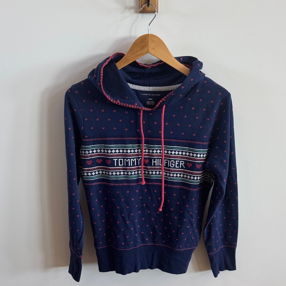 Tommy Hilfiger Navy and Pink Heart Hoodie